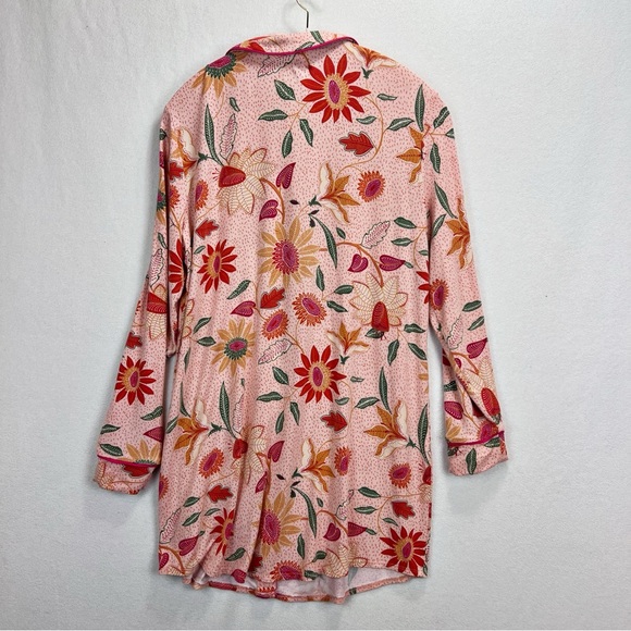 Spartina 449 Sleep Shirt Botanic Garden Peach Long Sleeve Size M Button Up - Picture 6 of 8